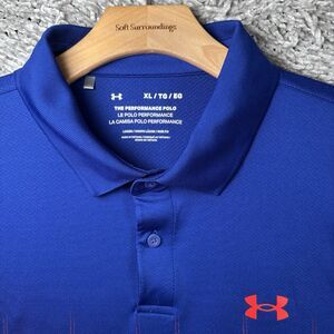 Under Armour The Performance Polo Shirt Men’s XL Checkered Short Sleeve Blue